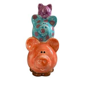 Stacked Pigs Piggy Coin Bank Kids Children Girls Artwork Crafts Pottery Animals